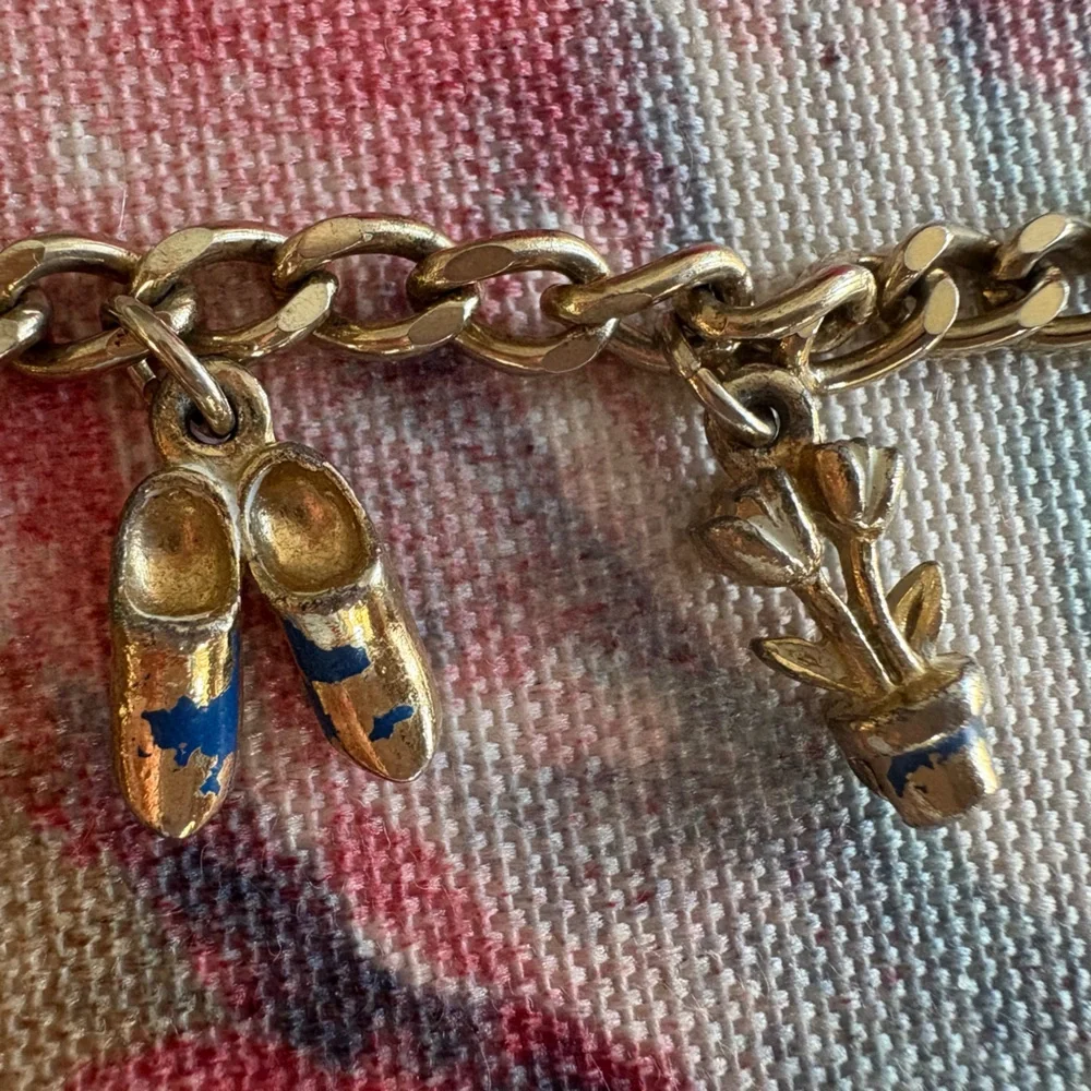 Danish Themed Children’s Silver Charm Bracelet Unique Charms Dutch Clogs Vintage